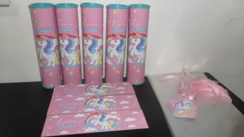 Kit Domino e Pega Vareta Personalizado Tema Unicornio