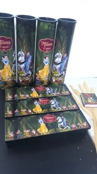 Kit Domino e Pega Varetas Personalizado Branca de Neve