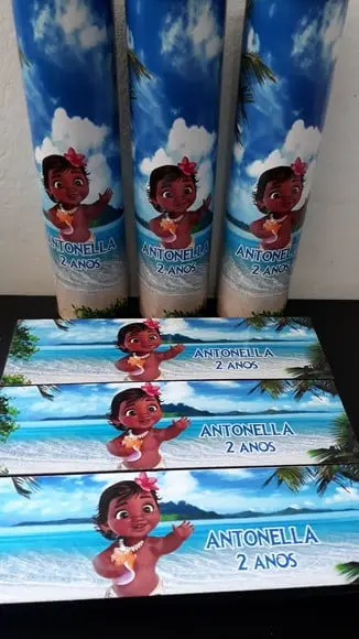 Kit Domino e Pega Varetas Personalizado Moana Baby