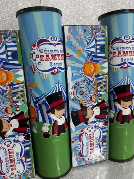 Kit Domino e Pega Varetas Personalizados Tema Circo Azul