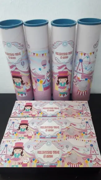 Kit Domino e Pega Varetas Personalizados Tema Circo Rosa
