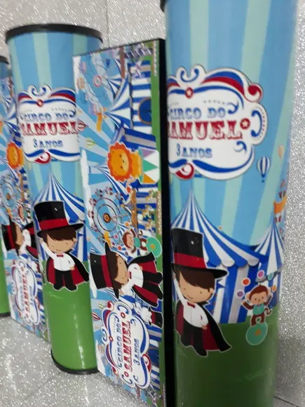 Kit Domino e Pega Varetas Personalizados Tema Circo Azul