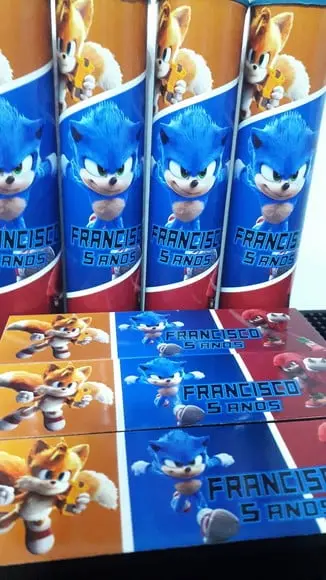 Kit Domino e Pega Varetas Personalizados Tema Sonic