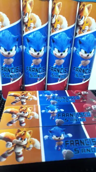 Kit Domino e Pega Varetas Personalizados Tema Sonic