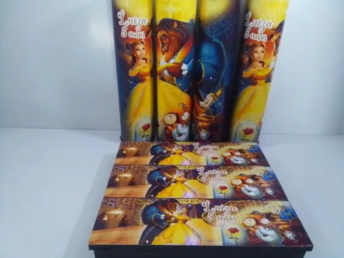 Kit Domino e Pega Varetas Tema Bela e a Fera
