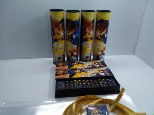 Kit Domino e Pega Varetas Tema Bela e a Fera