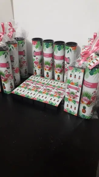 Kit Domino e Pega Varetas Tema Flamingo