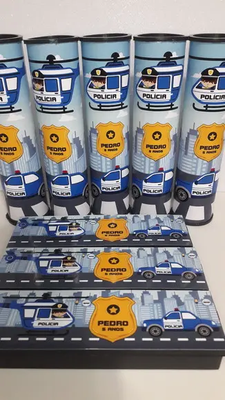 Kit Domino e Pega Varetas Tema Policial