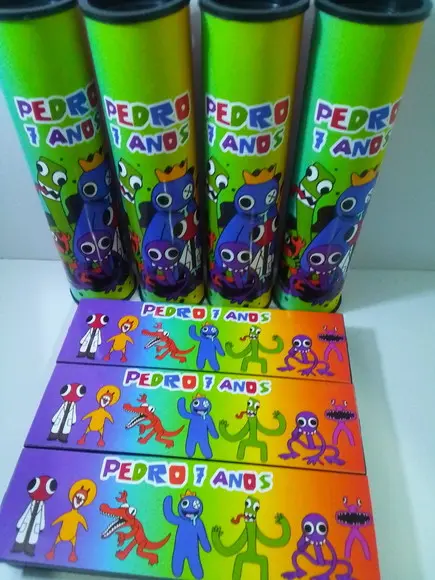 Kit Domino e Pega Varetas Tema Rainbow Monsters