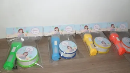 Kit Infantil Lanterna + Copo Retratil Tema Sereia Baby
