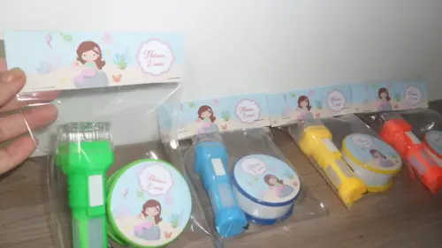 Kit Infantil Lanterna + Copo Retratil Tema Sereia Baby