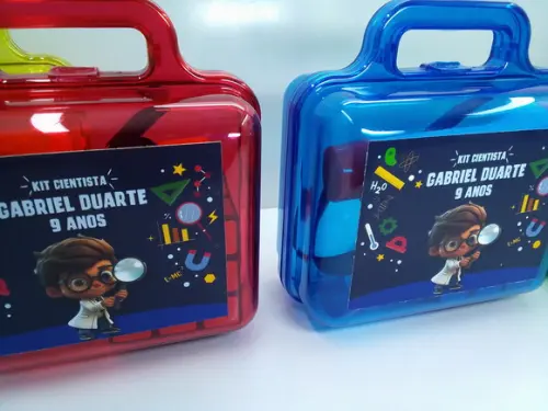Kit Maletinha Acrílica + Lupa + Lanterna + Cubo Cientista