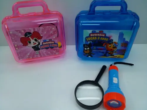 Kit Maletinha Acrílica + Lupa + Lanterna Detetive Labrador