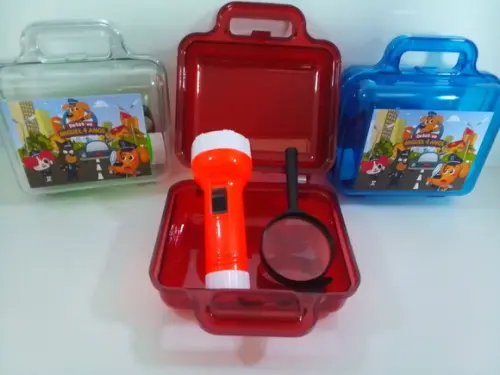 Kit Maletinha Acrílica + Lupa + Lanterna Detetive Labrador