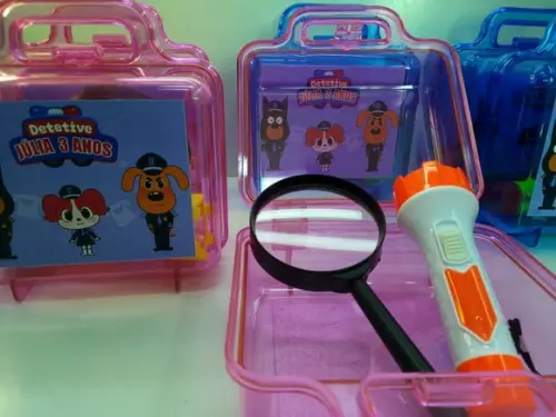 Kit Maletinha Acrílica + Lupa + Lanterna Detetive Papilon