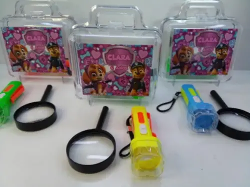 Kit Maletinha Acrílica + Lupa + Lanterna Patrulha Canina