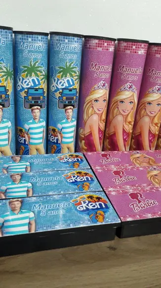 Kit Pega Vareta + Domino Barbi e Ken