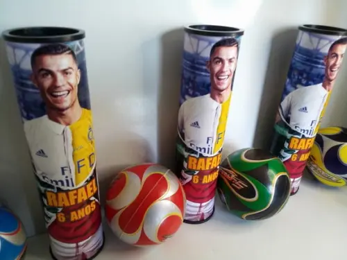 Kit Pega Vareta + Mini Bola Macia 6cm Tema Cristiano Ronaldo