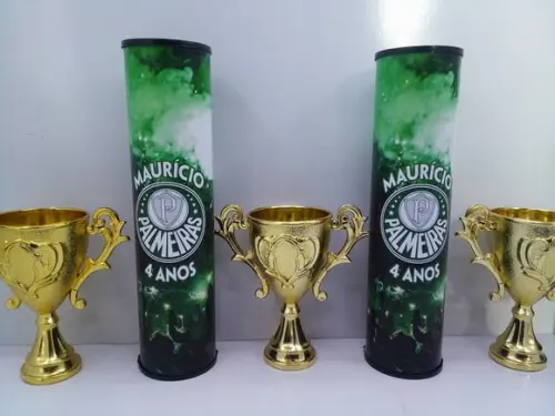 Kit Pega Vareta + Mini Taça 9cm Tema Futebol