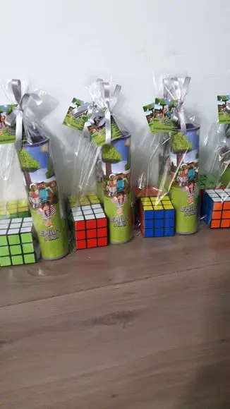 Kit Pega Varetas + Cubo Mágico Tema Minicraft