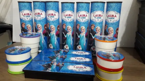 Kit Pega Varetas + Domino + Copo Retratil Frozen