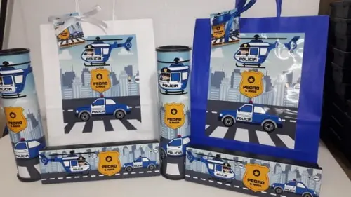 Kit Sacolinha + Domino + Pega Varetas Tema Policial