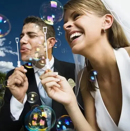 Mini Bolhas de Sabão Casamento Já com Líquido 11cm