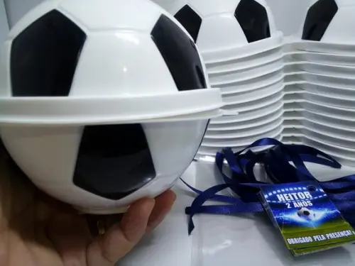 Pote Bola de Futebol 380,0 ml + Saquinho + Tag + Fita Cetim