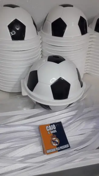 Pote Bola de Futebol 380,0 ml + Saquinho + Tag + Fita Cetim