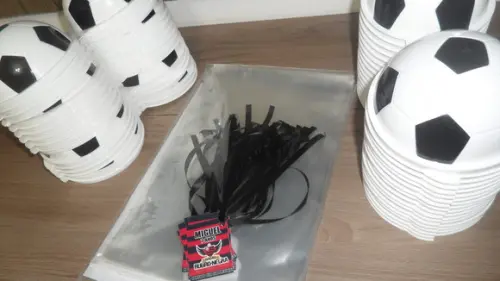 Pote Bola de Futebol 380,0 ml + Saquinho + Tag + Fita Cetim