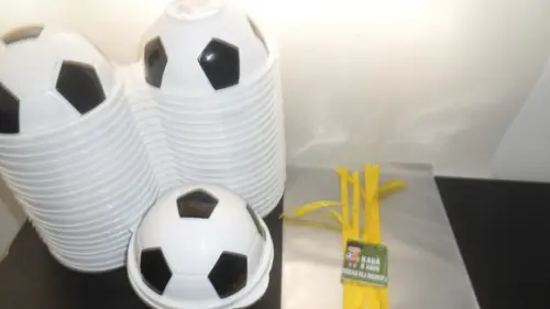 Pote Bola de Futebol 380,0 ml + Saquinho + Tag + Fita Cetim