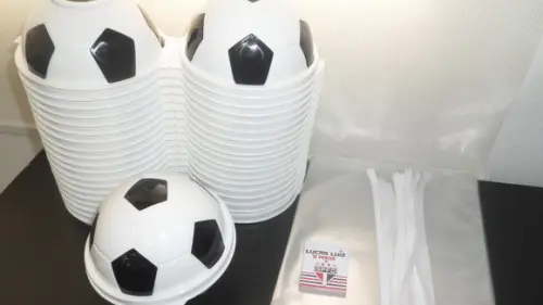 Pote Bola de Futebol 380,0 ml + Saquinho + Tag + Fita Cetim