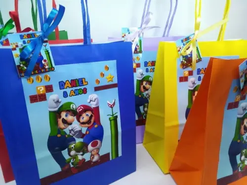 Sacolinha Personalizadas Medida 18cm x 9cm x 22cm Mario