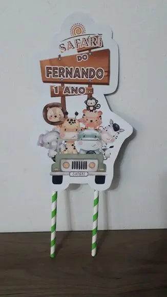 Topo de Bolo Personalizado Tema Safari Baby