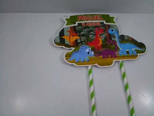 Topo de Bolo Personalizado Tema Dinossauros