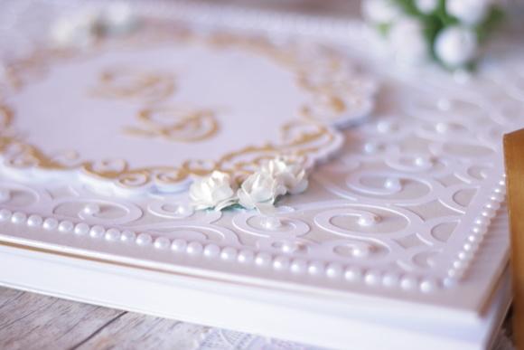 Livro de Mensagens para Casamento Branco e Dourado | Scrapbook Ar