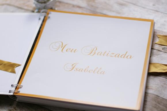 Livro de Assinaturas para Batizado com Detalhes Dourados | Scrapb