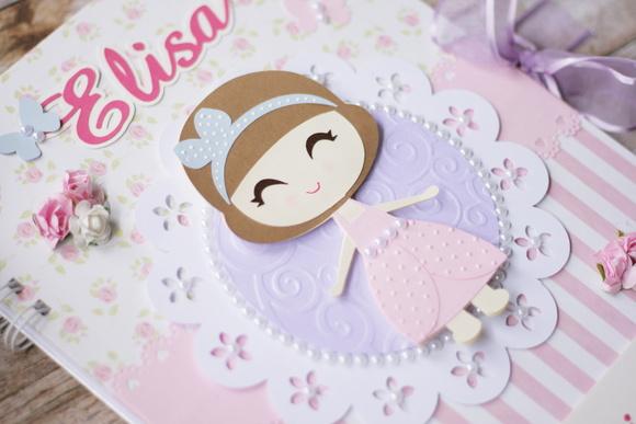 Livro de Assinaturas Boneca e Borboletas | Scrapbook Artesanal A4