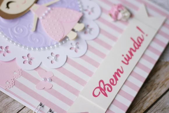 Livro de Assinaturas Boneca e Borboletas | Scrapbook Artesanal A4