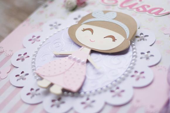 Livro de Assinaturas Boneca e Borboletas | Scrapbook Artesanal A4