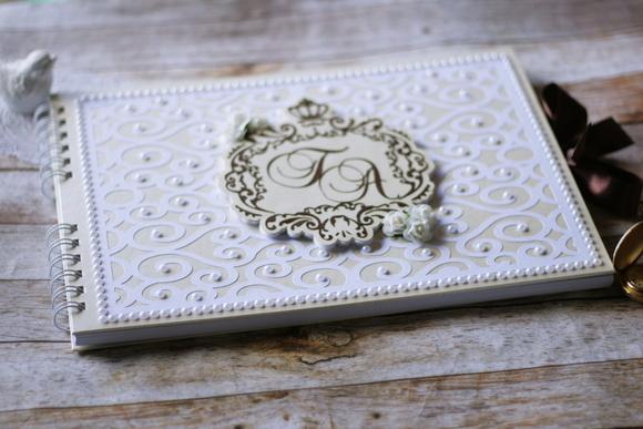 Livro de Mensagens para Casamento Champagne e Marrom | Scrapbook 