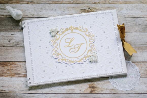 Livro de Mensagens para Casamento Branco e Dourado | Scrapbook Ar