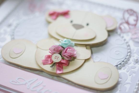 Livro do Bebê Ursinha Floral | Diário do Bebê em Scrapbook Art
