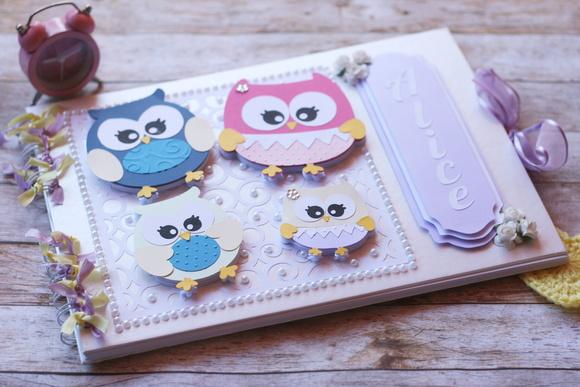 Livro de Assinaturas Corujinhas A4 Personalizado Scrapbook Capa D