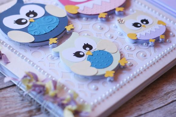 Livro de Assinaturas Corujinhas A4 Personalizado Scrapbook Capa D