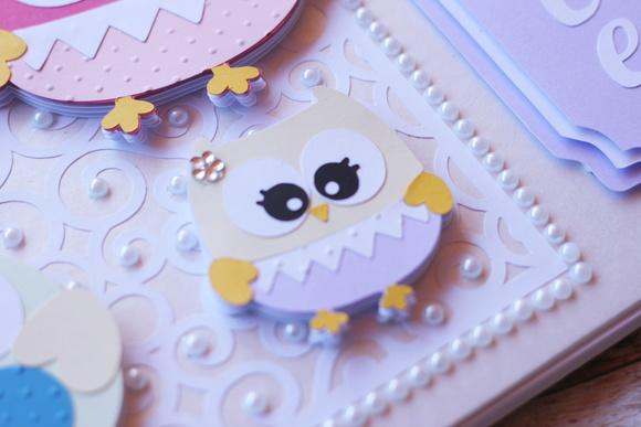 Livro de Assinaturas Corujinhas A4 Personalizado Scrapbook Capa D