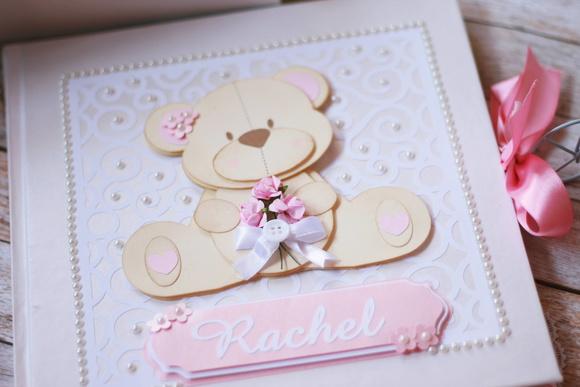 Livro Diário do Bebê Personalizado Ursinha Floral Scrapbook com