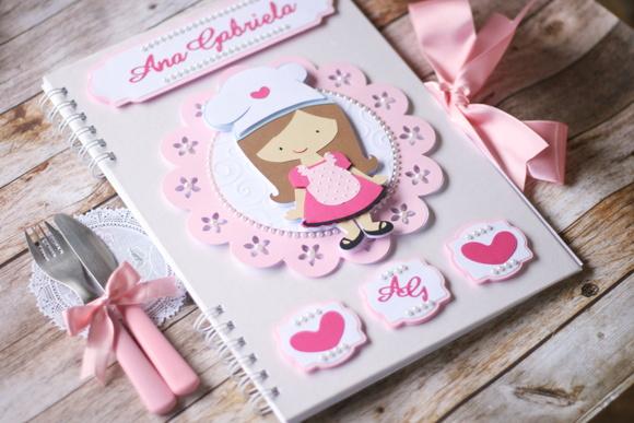 Livro de Receitas Personalizado Chá de Cozinha Scrapbook | Cader