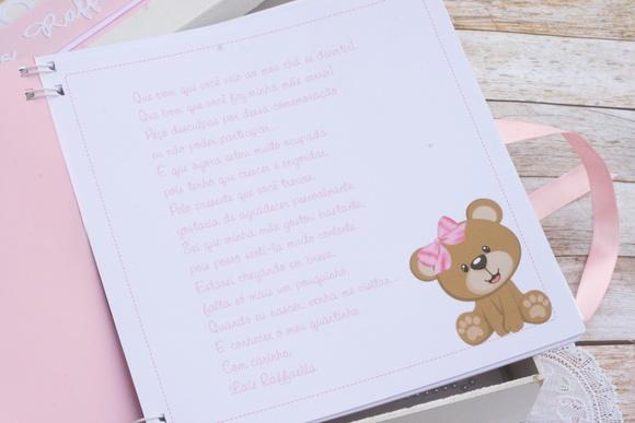 Kit Maternidade Personalizado Ursinha Floral com Livro do Bebê +
