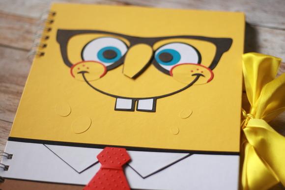Livro de Assinaturas Bob Esponja Personalizado A4 Capa Dura Scrap